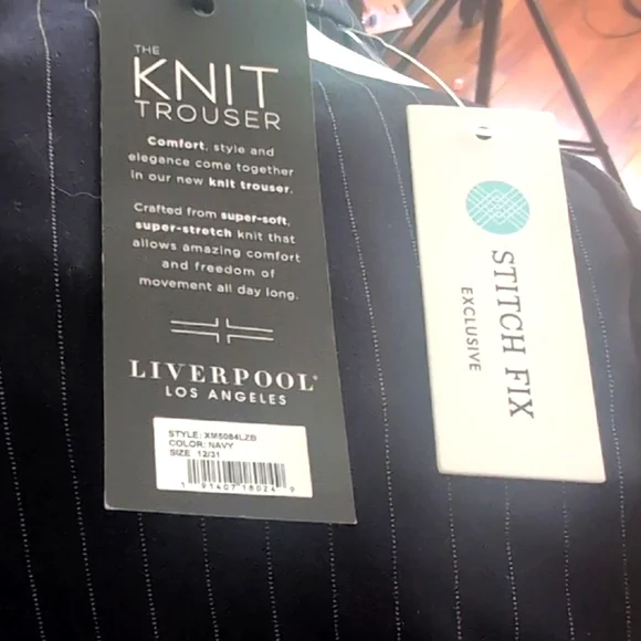 Liverpool Navy Stripes Knit Trousers Size 12/31 New With Tags - Picture 2 of 16